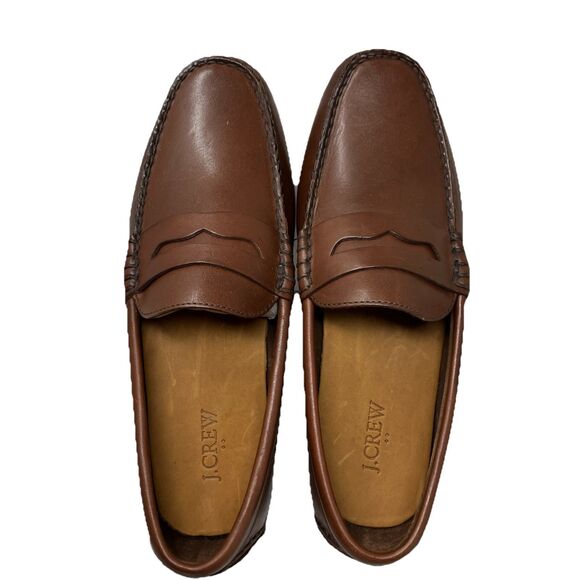 J Crew Mens Leather Driving Loafers 9 Brown Dress‎ Shoes Moccasin AW685 main image 12